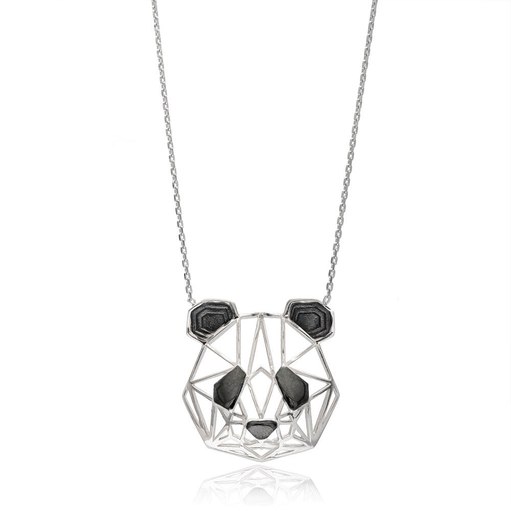 Origami Panda Minimalist Design Sterling Silver Pendant